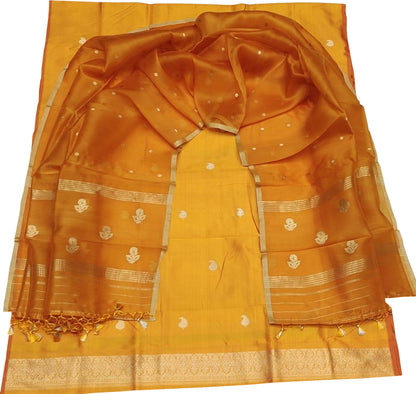 Yellow Banarasi Pure Katan Silk Kadwa Handloom Suit