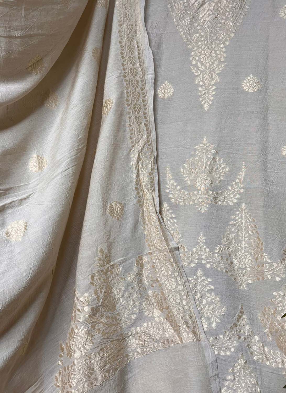 Exquisite Dyeable Banarasi Moonga Silk Suit - Luxurion World