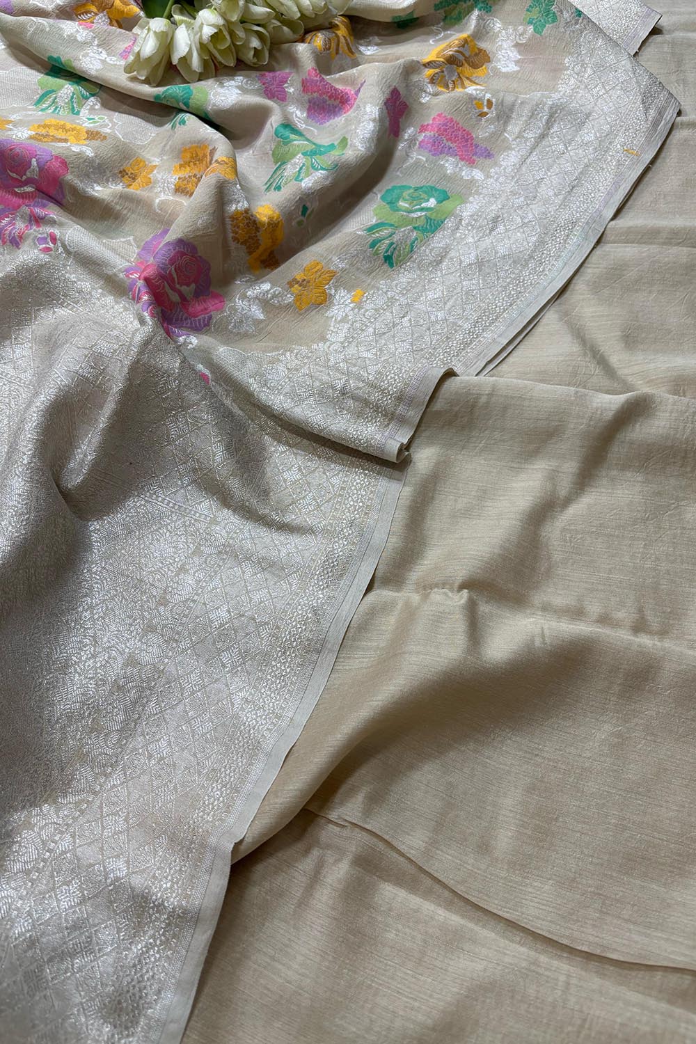 Stunning Dyeable Banarasi Pure Moonga Silk Two Piece Unstitched Suit Set - Luxurion World