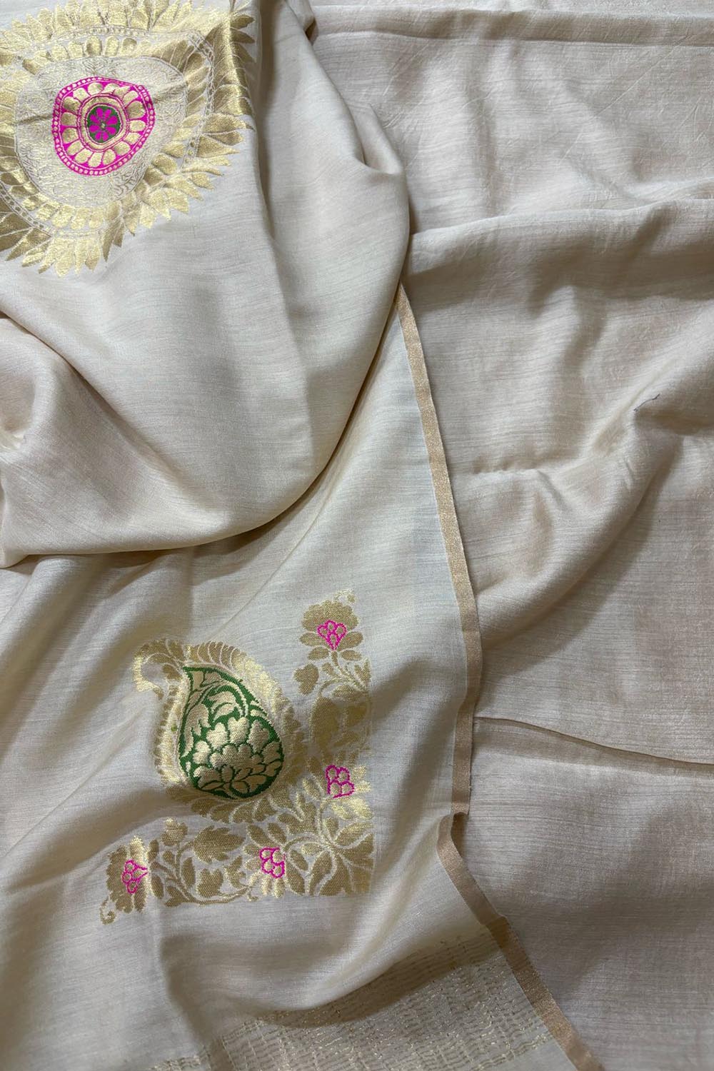 Stunning Dyeable Banarasi Pure Moonga Silk Two Piece Unstitched Suit Set - Luxurion World