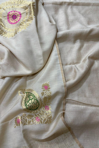 Stunning Dyeable Banarasi Pure Moonga Silk Two Piece Unstitched Suit Set - Luxurion World