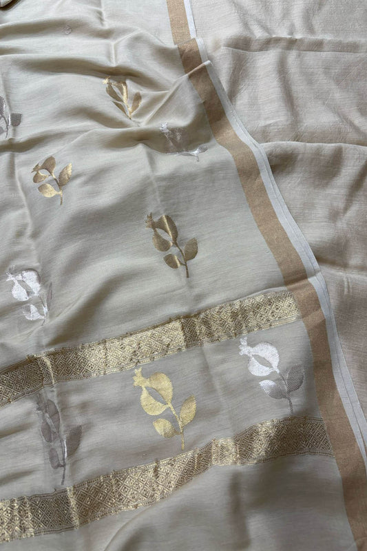 Stunning Dyeable Banarasi Pure Moonga Silk Two Piece Unstitched Suit Set - Luxurion World