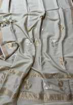 Stunning Dyeable Banarasi Pure Moonga Silk Two Piece Unstitched Suit Set - Luxurion World
