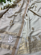 Stunning Dyeable Banarasi Pure Moonga Silk Two Piece Unstitched Suit Set - Luxurion World