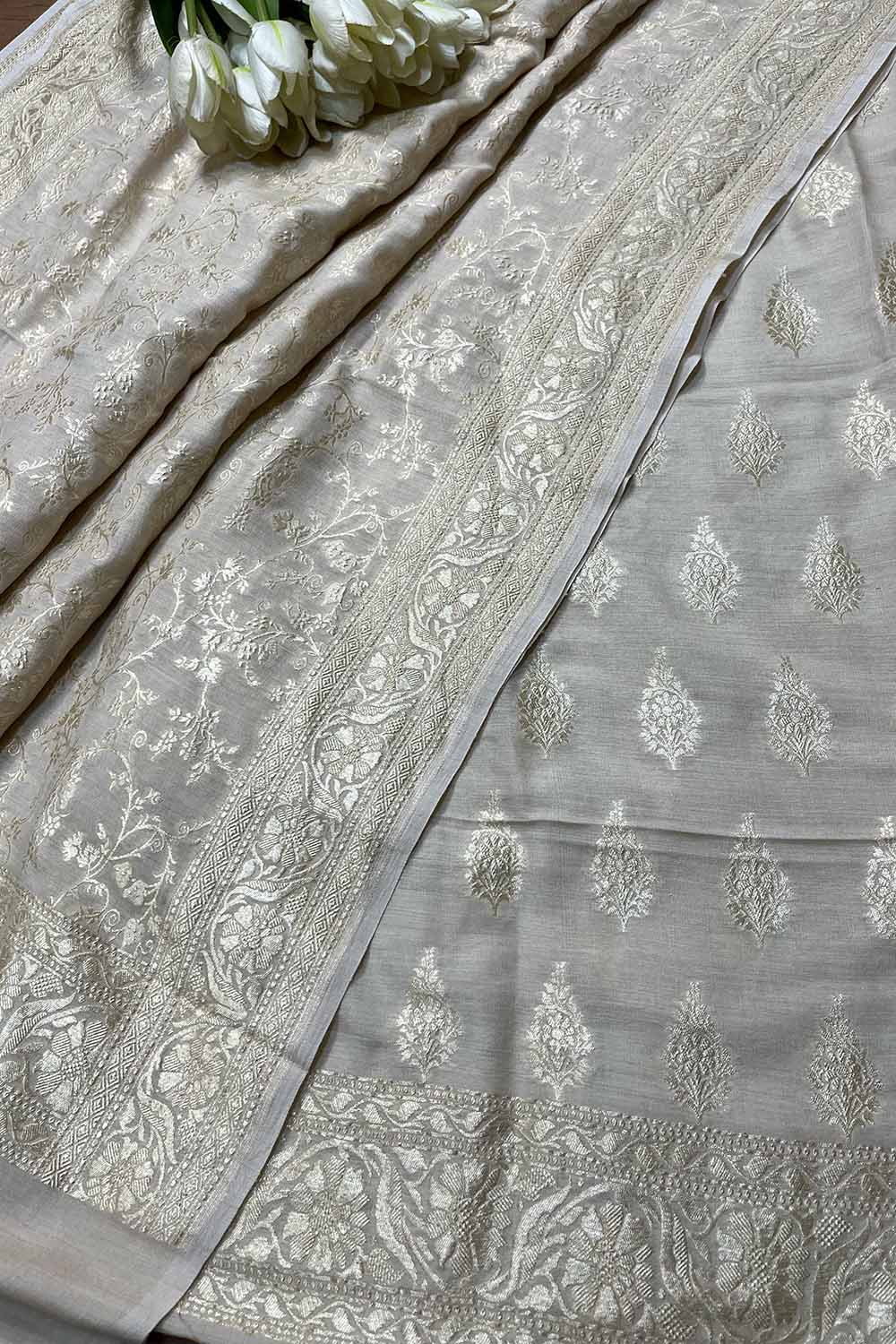 Stunning Dyeable Banarasi Pure Moonga Silk Two Piece Unstitched Suit Set - Luxurion World