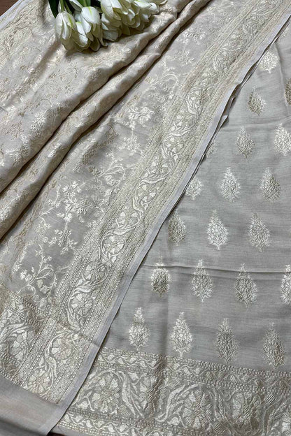 Stunning Dyeable Banarasi Pure Moonga Silk Two Piece Unstitched Suit Set - Luxurion World