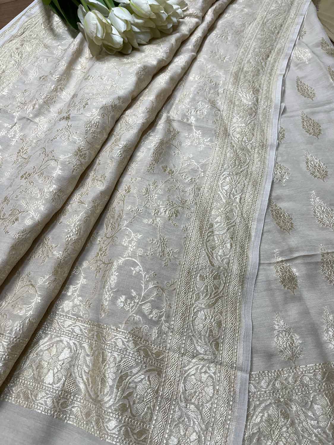 Stunning Dyeable Banarasi Pure Moonga Silk Two Piece Unstitched Suit Set - Luxurion World