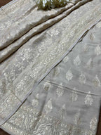 Stunning Dyeable Banarasi Pure Moonga Silk Two Piece Unstitched Suit Set - Luxurion World
