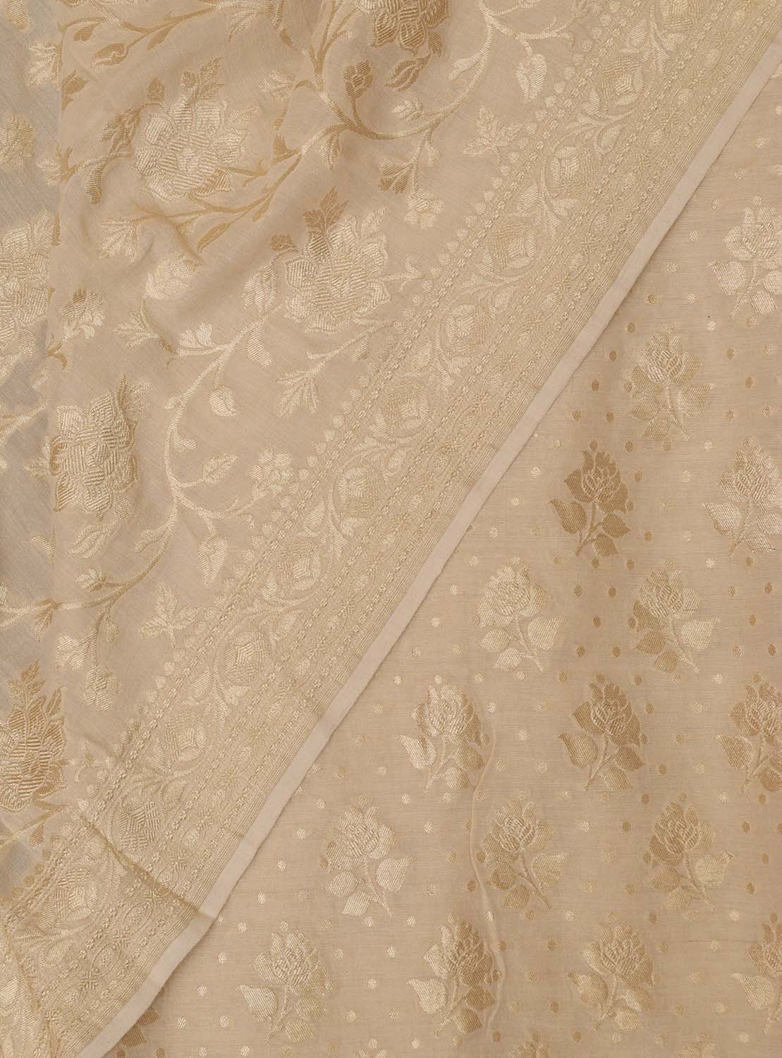 Dyeable Banarasi Handloom Pure Moonga Silk Three Piece Unstitched Suit Set - Luxurion World