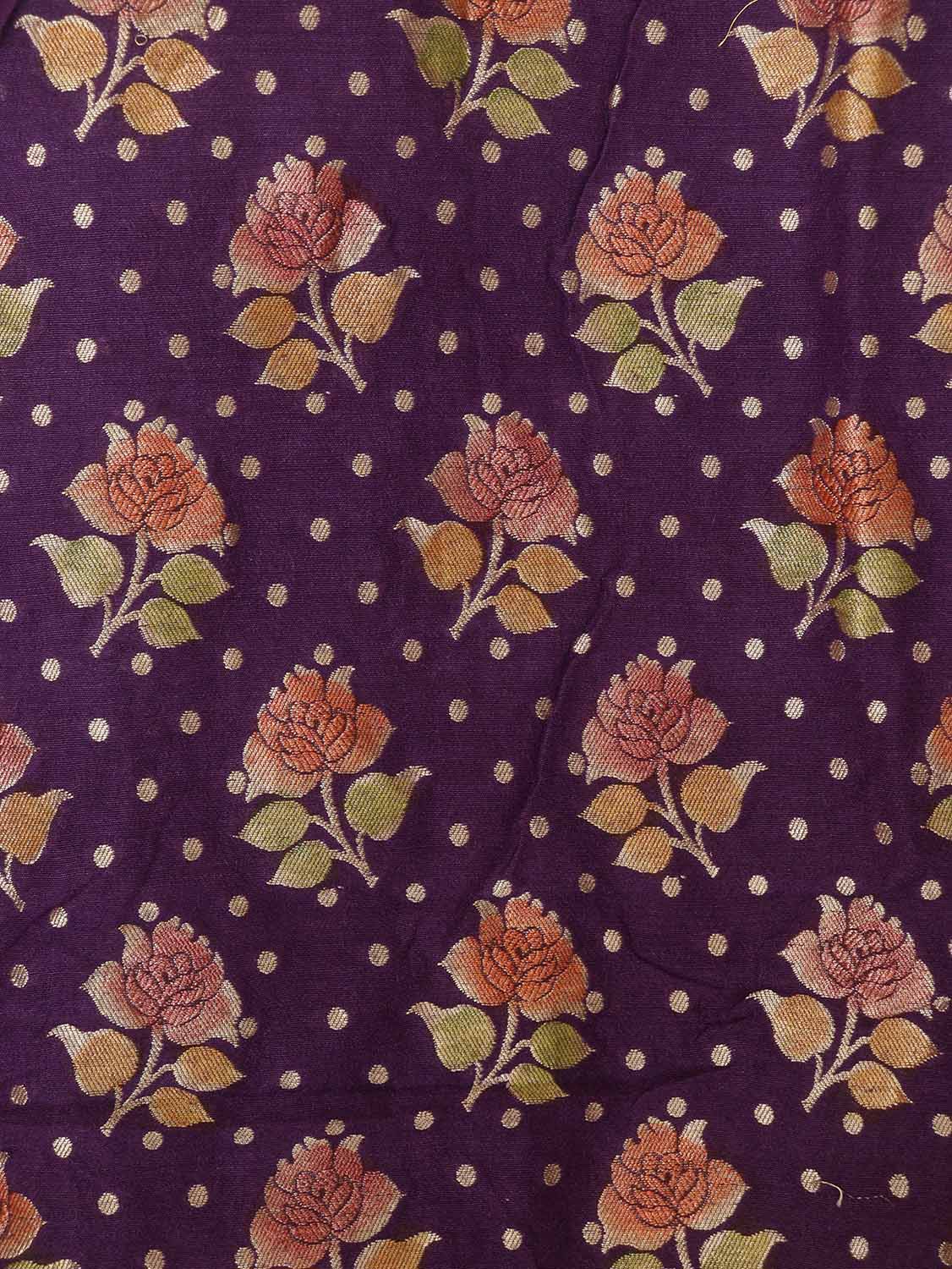 Purple Banarasi Handloom Pure Moonga Silk Three Piece Unstitched Suit Set - Luxurion World