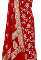 Red Handloom Banarasi Georgette Suit Set - Luxurion World