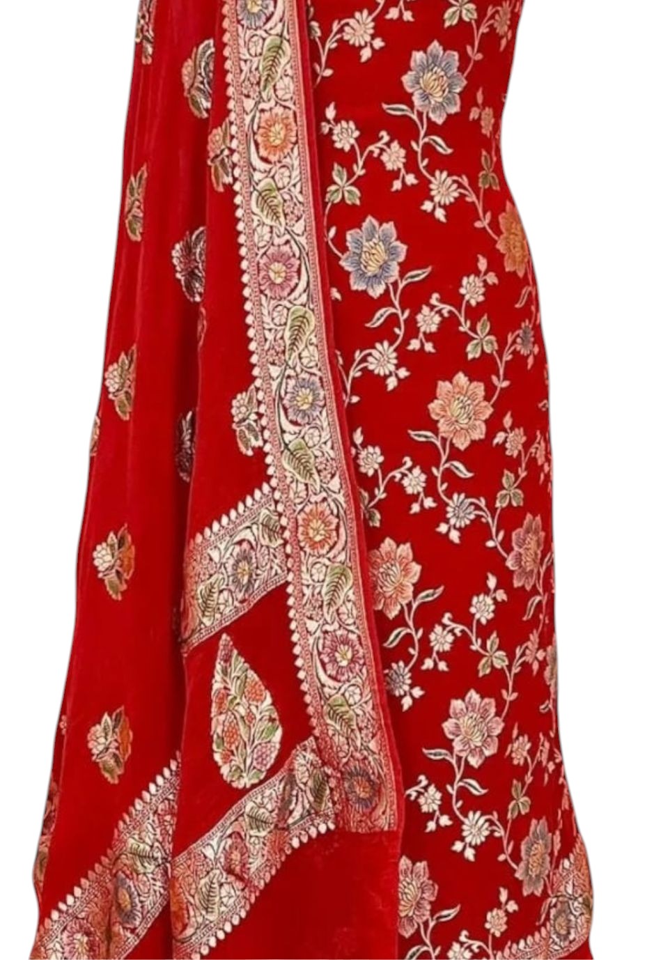 Red Handloom Banarasi Georgette Suit Set - Luxurion World