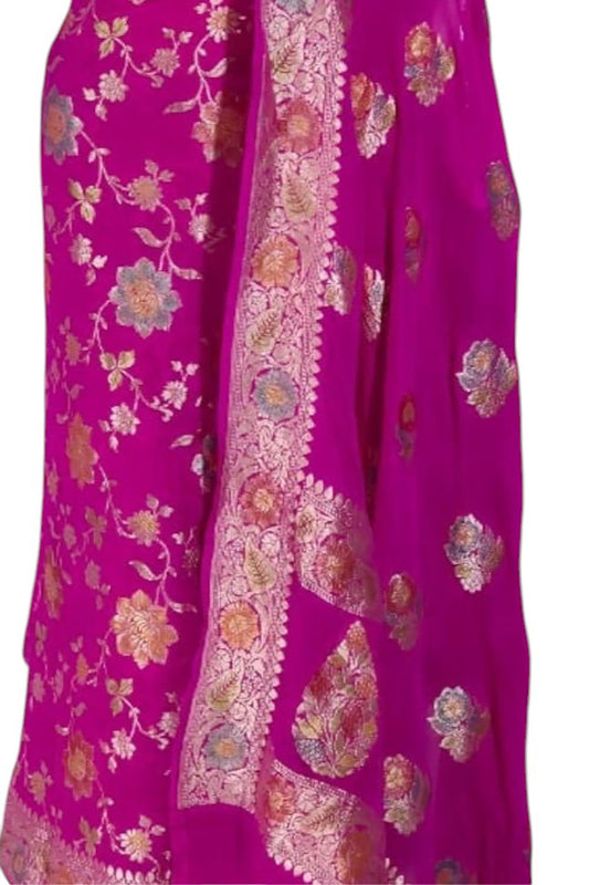 Handloom Banarasi Georgette Suit Set - Luxurion World