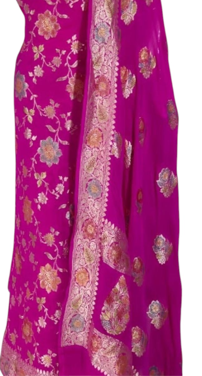 Handloom Banarasi Georgette Suit Set - Luxurion World