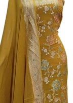 Yellow Handloom Banarasi Georgette Suit Set - Luxurion World