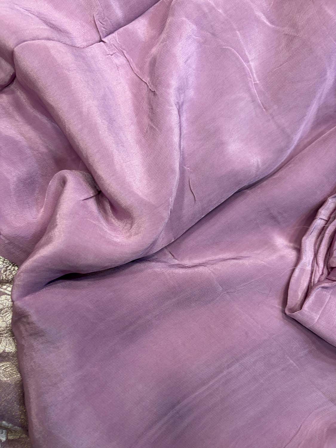 Onion Pink Banarasi Pure Tissue Georgette Three Piece Unstitched Flower Design Suit Set - Luxurion World