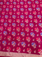 Elegant Pink Banarasi Pure Moonga Silk Meenakari Three Piece Unstitched Suit Set - Luxurion World