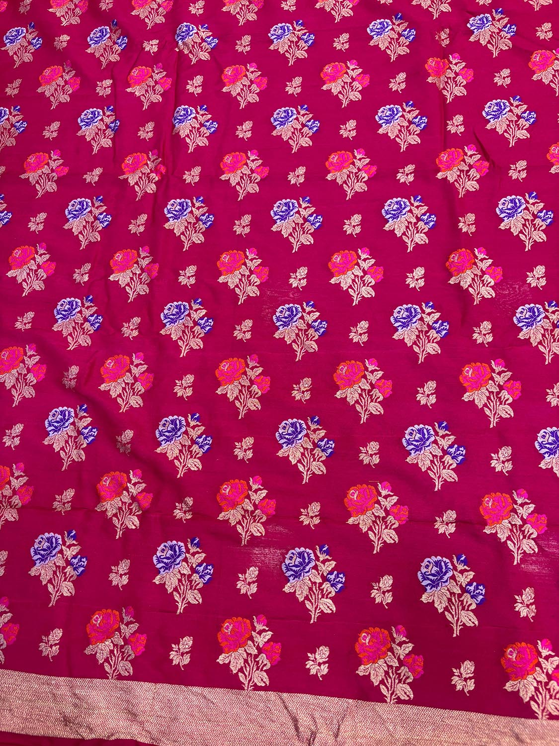 Elegant Pink Banarasi Pure Moonga Silk Meenakari Three Piece Unstitched Suit Set - Luxurion World