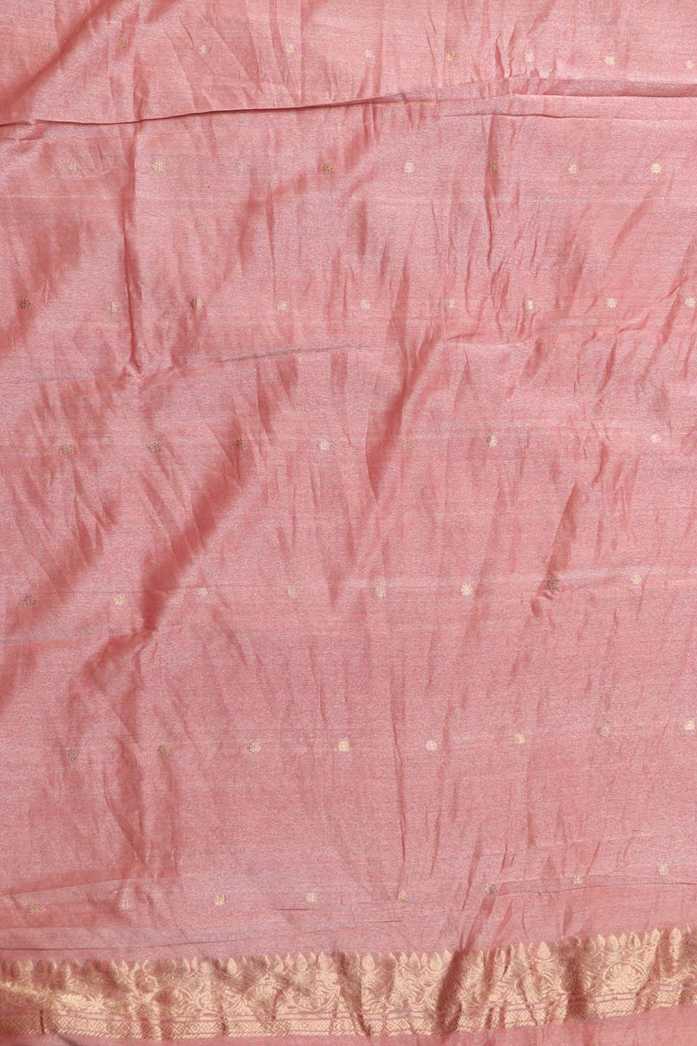 Pink Banarasi Pure Moonga Tissue Silk Three Piece Unstitched Suit Set - Luxurion World