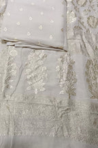 Dyeable Banarasi Pure Moonga Silk Unstitched Three Piece Suit Set - Luxurion World