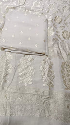 Dyeable Banarasi Pure Moonga Silk Unstitched Three Piece Suit Set - Luxurion World
