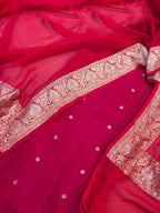 Pink Pure Moonga Silk Banarasi Handloom Suit With Kadwa Plain Sona Roopa Border Georgette Dupatta - Luxurion World