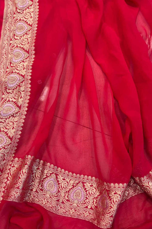 Pink Pure Moonga Silk Banarasi Handloom Suit With Kadwa Plain Sona Roopa Border Georgette Dupatta - Luxurion World