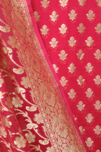 Pink Banarasi Pure Georgette Three Piece Unstitched Suit Set - Luxurion World
