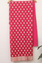 Pink Banarasi Pure Georgette Three Piece Unstitched Suit Set - Luxurion World