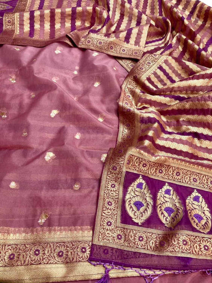 Stunning Pink Banarasi Organza Silk Suit Set - Luxurion World