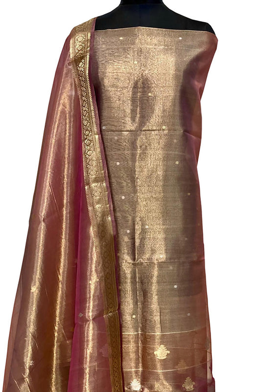 Exquisite Pink Banarasi Tissue Silk Suit - Opulent Elegance