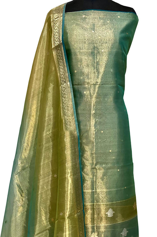 Exquisite Green Banarasi Tissue Silk Suit - Timeless Beauty - Luxurion World