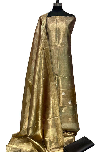 Golden Banarasi Tissue Silk Suit - Elegant Luxury - Luxurion World
