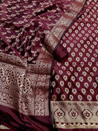 Elegant Maroon Banarasi Silk Suit Set - Luxurion World