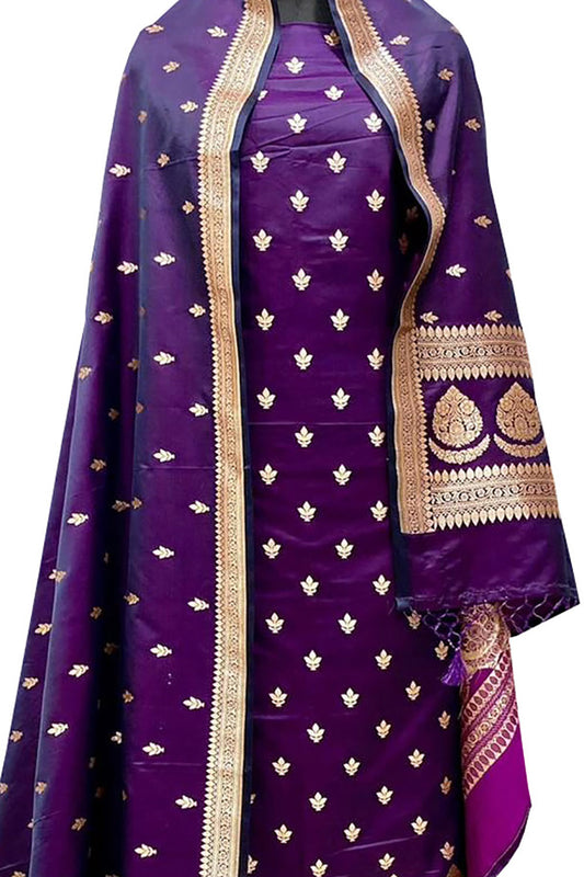 Regal Purple Banarasi Silk Suit Set