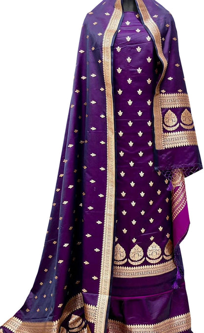 Regal Purple Banarasi Silk Suit Set - Luxurion World