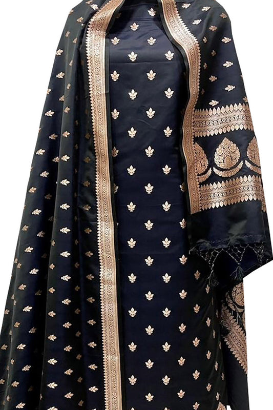 Stunning Black Banarasi Silk Suit Set - Luxurion World