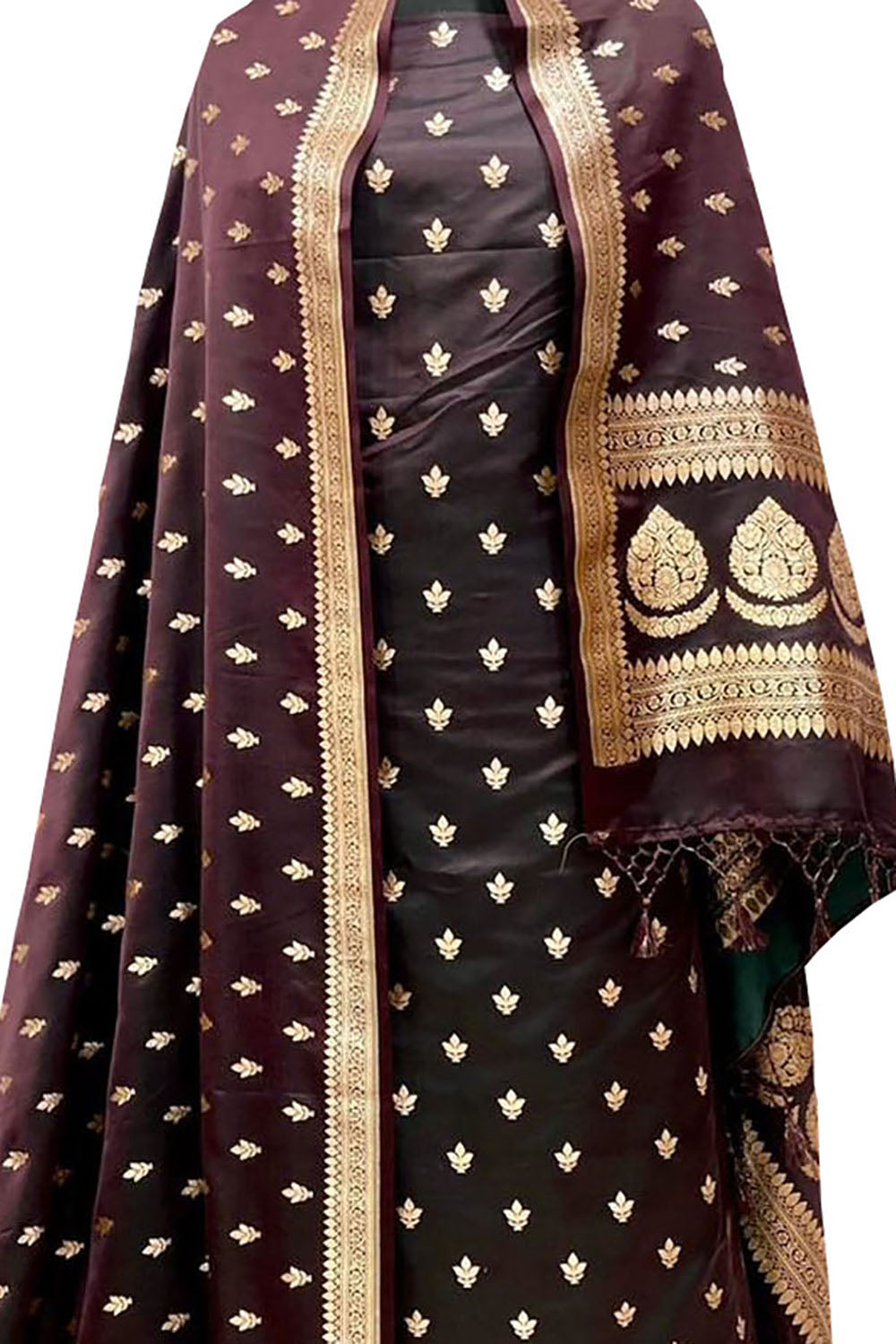 Graceful Maroon Banarasi Silk Suit Set - Luxurion World