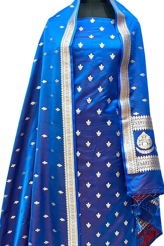 Royal Blue Banarasi Silk Suit Set - Luxurion World