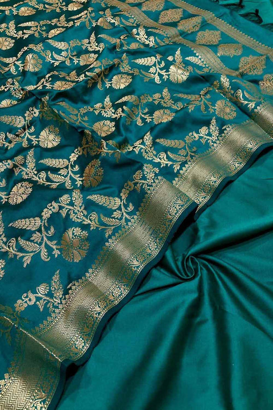 Green Banarasi Silk Suit with Jaal Dupatta - Luxurion World
