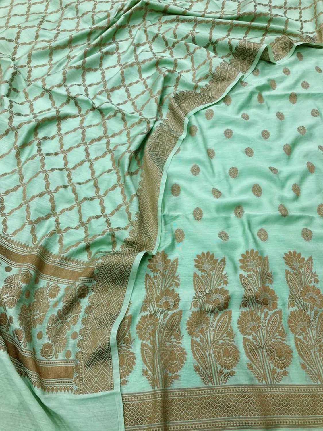 Green Banarasi Chiniya Silk Suit - Elegant and Timeless - Luxurion World