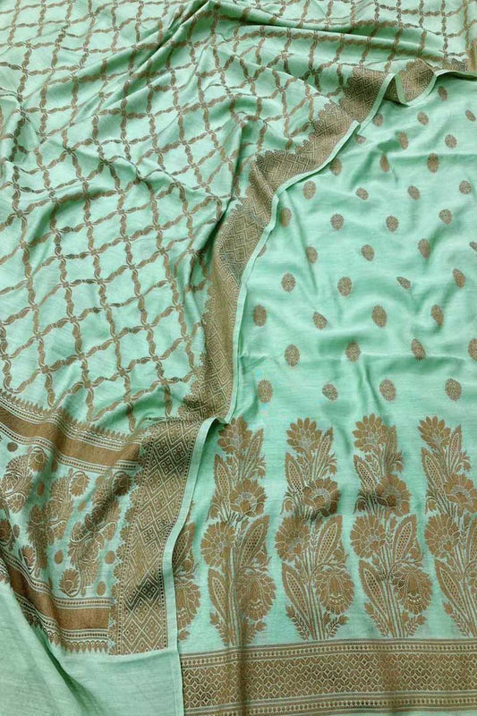Green Banarasi Chiniya Silk Suit - Elegant and Timeless - Luxurion World