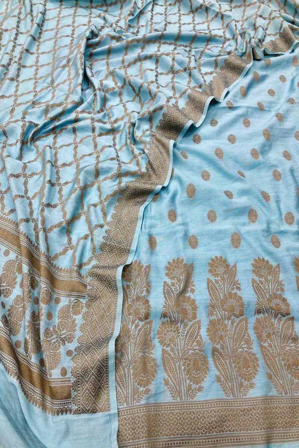 Elegant Blue Banarasi Chiniya Silk Suit - Luxurion World