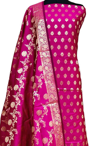 Pretty in Pink: Banarasi Silk Three Piece Suit Set - Luxurion World