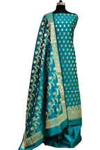 Elegant Blue Banarasi Silk Three Piece Suit Set - Luxurion World
