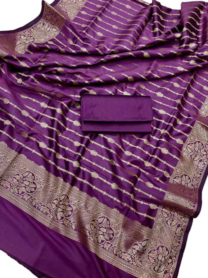 Elegant Purple Banarasi Silk Suit Set - Luxurion World
