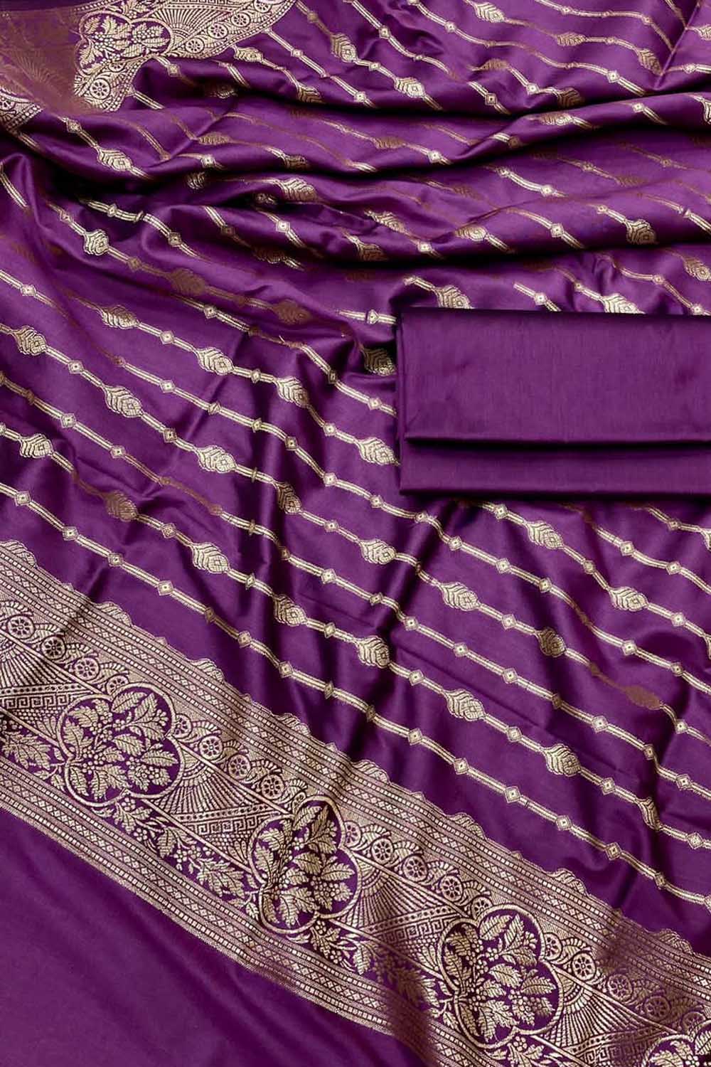 Elegant Purple Banarasi Silk Suit Set - Luxurion World