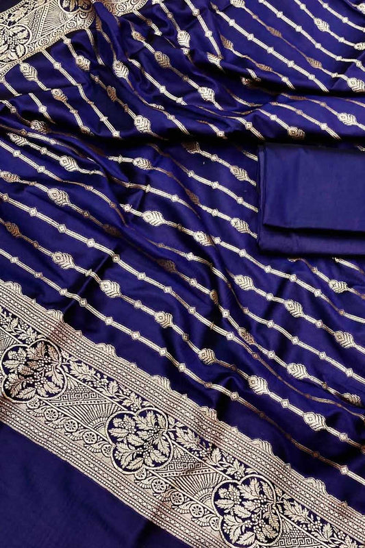 Royal Blue Banarasi Silk Suit Set - Luxurion World