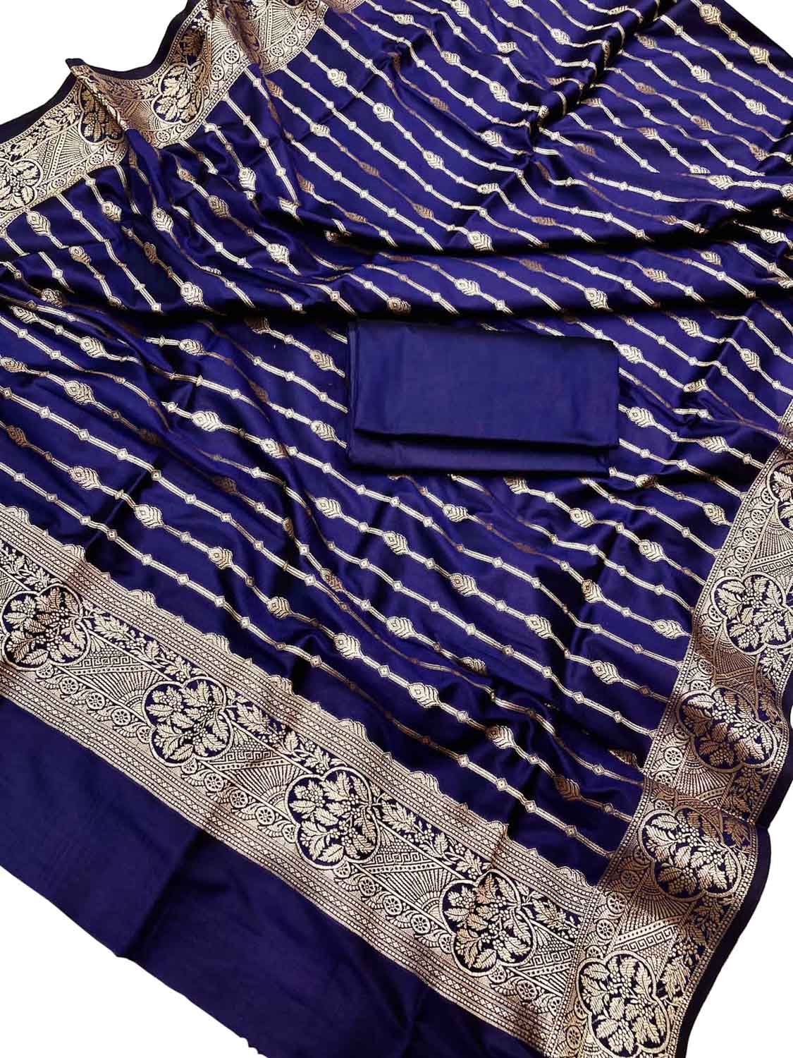 Royal Blue Banarasi Silk Suit Set - Luxurion World