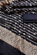 Elegant Black Banarasi Silk Suit Set - Luxurion World